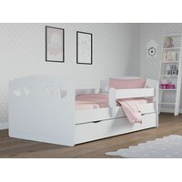 Dětská srdíčková postel JULIE se šuplíkem - bílá 180x80 cm