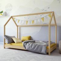 Dětská domečková postel IZABELA - přírodní 200x90 cm
