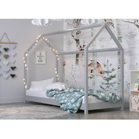 Dětská domečková postel IZABELA - šedá 200x90 cm
