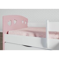Dětská srdíčková postel JULIE se šuplíkem - růžová 140x80 cm