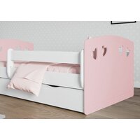 Dětská srdíčková postel JULIE se šuplíkem - růžová 180x80 cm