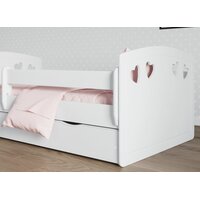 Dětská srdíčková postel JULIE se šuplíkem - bílá 160x80 cm