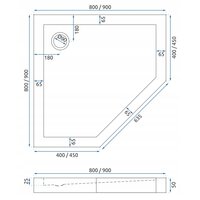 Pětiúhelníková sprchová vanička MAXMAX Rea DIAMOND 80x80x5 cm