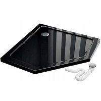 Pětiúhelníková sprchová vanička MAXMAX Rea DIAMOND 90x90x5 cm - černá lesklá