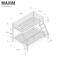 Dětská patrová postel s rozšířeným spodním lůžkem z MASIVU BUK - MAXIM 200x90cm - přírodní