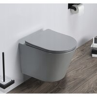 Závěsné WC MEXEN RICO RIMLE  + Duroplast sedátko slim - světle šedé matné, 30724061