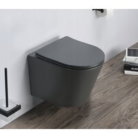 Závěsné WC MEXEN RICO RIMLESS + Duroplast sedátko slim - tmavě šedé matné, 30724071