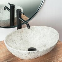 Keramické umyvadlo MAXMAX Rea SOFIA - dekor světlého kamene - šedé