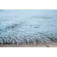 Plyšový kulatý koberec SOFT 90 cm - světle modrý