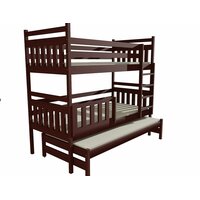 Dětská patrová postel s přistýlkou z MASIVU 180x80cm bez šuplíku - PPV004