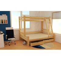 Dětská patrová postel s rozšířeným spodním lůžkem z MASIVU 200x80cm se šuplíky PAVLÍNA