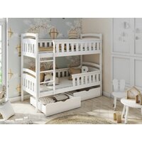 Dětská patrová postel z masivu borovice HENRY se šuplíky 200x90 cm - bílá