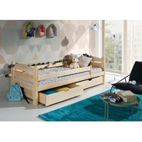 Dětská postel z masivu borovice MATES se šuplíky - 200x90 cm - bílá