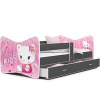 SKLADEM: Dětská postel THOMAS se šuplíkem - 180x80 cm - HELLO KITTY - růžová