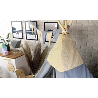 Dětský stan TEEPEE (TÝPÍ) BOHO s doplňky - šedý/béžový