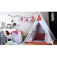 Dětský stan TEEPEE (TÝPÍ) LUXURY s doplňky - TLAPKOVÁ PATROLA - šedo/červený