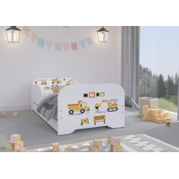 Dětská postel KIM - STAVEBNÍ STROJE 140x70 cm + MATRACE