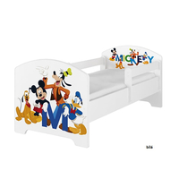 SKLADEM: Dětská postel Disney bez šuplíku - MICKEY FRIENDS 140x70 cm - norská borovice + matrace + 1 dlouhá a 1 krátká bariéra