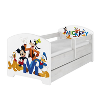 SKLADEM: Dětská postel Disney bez šuplíku - MICKEY FRIENDS 140x70 cm - norská borovice + matrace + 1 dlouhá a 1 krátká bariéra