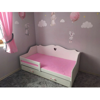Dětská srdíčková postel JULIETA se šuplíkem 160x80 cm - bílá + MATRACE