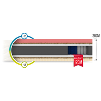 Taštičková matrace PAUL 200x140x26 cm latex/paměťová pěna/kokos