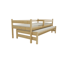 SKLADEM: Dětská postel s výsuvnou přistýlkou z MASIVU 200x90cm SE ŠUPLÍKY - DPV017 - šedá