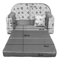 Dětská rozkládací pohovka ZOO + polštářek ZDARMA - šedá