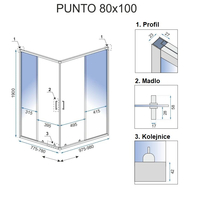 Sprchový kout MAXMAX Rea PUNTO 100x80 cm