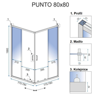 Sprchový kout MAXMAX Rea PUNTO 80x80 cm