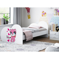 Dětská postel ZAMILOVANÁ KOČIČKA 180x90 cm (11 barev) + matrace ZDARMA