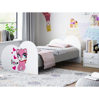 Dětská postel ZAMILOVANÁ KOČIČKA 180x90 cm (11 barev) + matrace ZDARMA
