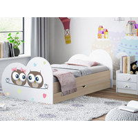 Dětská postel ZAMILOVANÉ SOVIČKY 180x90 cm, se šuplíkem (11 barev) + matrace ZDARMA