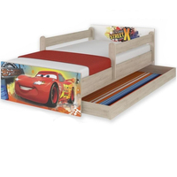 SKLADEM: Dětská postel MAX se šuplíkem Disney - AUTA 160x80 cm - 1 x dlouhá + 1 x krátká bariérka