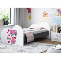 Dětská postel ZAMILOVANÁ KOČIČKA 190x90 cm (11 barev) + matrace ZDARMA