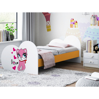 Dětská postel ZAMILOVANÁ KOČIČKA 190x90 cm (11 barev) + matrace ZDARMA