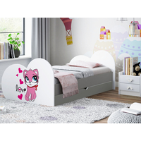 Dětská postel ZAMILOVANÁ KOČIČKA 200x90 cm, se šuplíkem (11 barev) + matrace ZDARMA