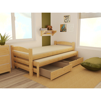Dětská postel s výsuvnou přistýlkou z MASIVU 180x80cm SE ŠUPLÍKY - DPV009