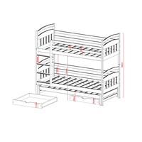 Dětská patrová postel z masivu borovice ALDA s přistýlkou a šuplíky - 200x90 cm - bílá
