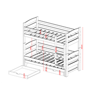 Dětská patrová postel z masivu borovice CYRIL s přistýlkou a šuplíky - 200x90 cm - BÍLÁ