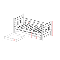 Dětská postel z masivu borovice DAN s přistýlkou a šuplíky - 200x90 cm - bílá