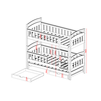 Dětská patrová postel z masivu borovice HERMIONA s přistýlkou a šuplíky - 200x90 cm - bílá