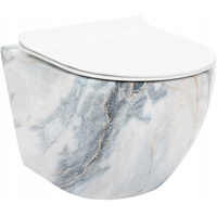 Závěsné WC MAXMAX Rea CARLOS RIMLESS - dekor kamene granit + Duroplast sedátko slim
