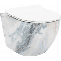 Závěsné WC MAXMAX Rea CARLOS RIMLESS - dekor kamene granit + Duroplast sedátko slim