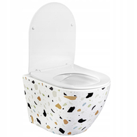 Závěsné WC MAXMAX Rea CARLOS RIMLESS - dekor Teraco + Duroplast sedátko slim