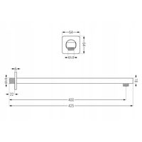 Rameno dešťové sprchy MEXEN - 40 cm - obdélníkové - rovné - černé, 79112-70