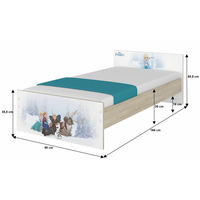 SKLADEM: Dětská postel MAX se šuplíkem Disney - PRINCEZNY 160x80 cm + 1x dlouhá + 1x krátká