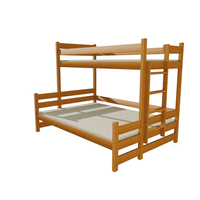 Dětská patrová postel s rozšířeným spodním lůžkem z MASIVU 200x90cm bez šuplíku - PPS003