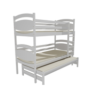 Dětská patrová postel s přistýlkou z MASIVU 200x80cm SE ŠUPLÍKY - PPV003