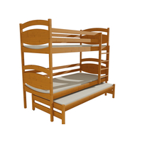 Dětská patrová postel s přistýlkou z MASIVU 200x90cm SE ŠUPLÍKY - PPV003