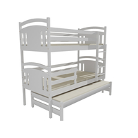Dětská patrová postel s přistýlkou z MASIVU 200x90cm SE ŠUPLÍKY - PPV006